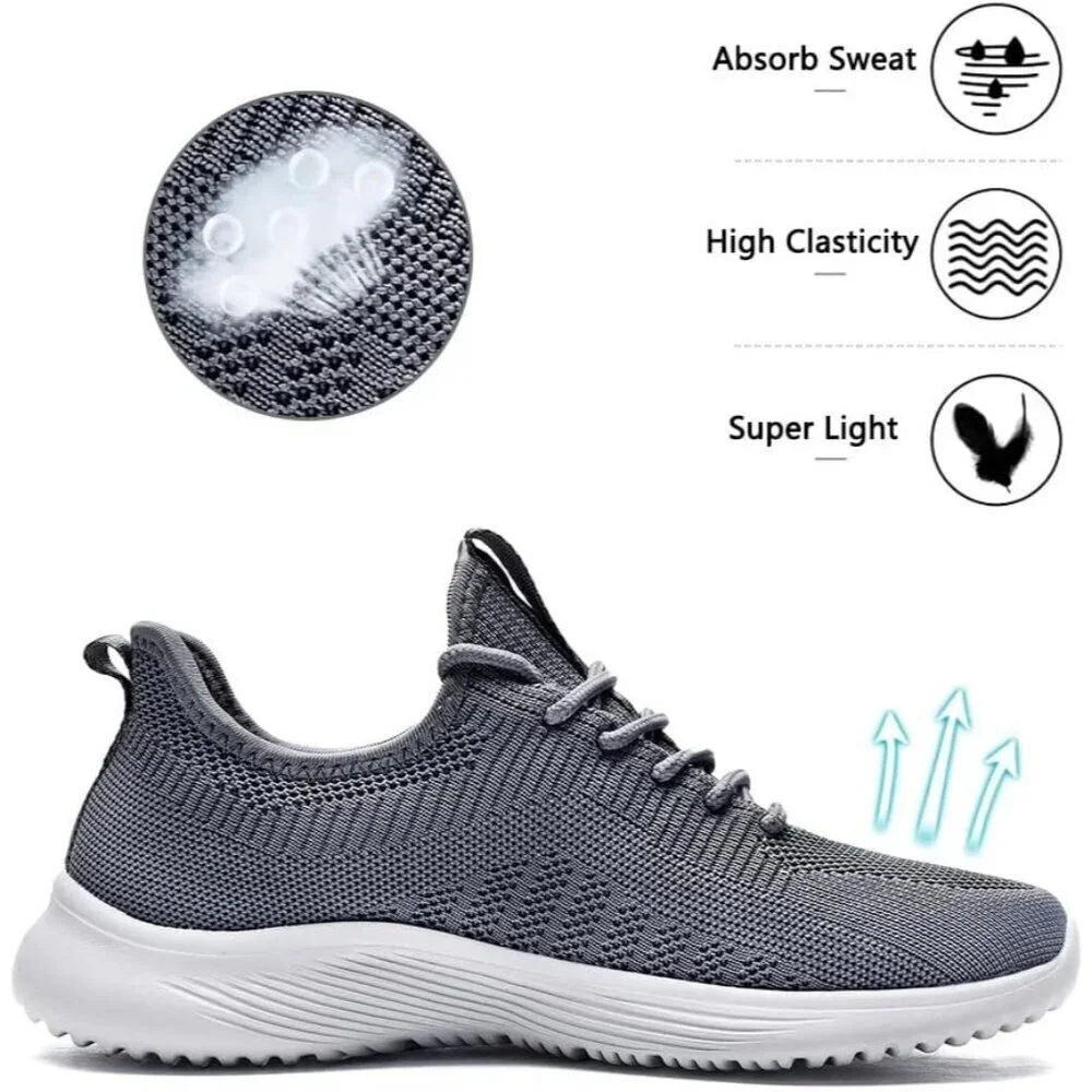 Women's Grey Non Slip Casual Running Lightweight Mesh Fashion Sneakers